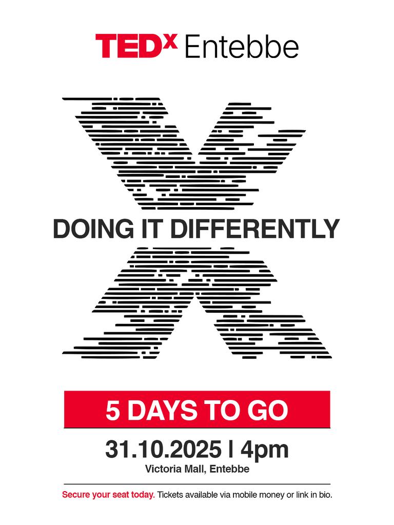 🎯 5 Days to Go!

The countdown is on to TEDxEntebbe 2025, where bold ideas, fresh perspectives, and fearless voices are ready to take the stage under the theme "Doing It Differently."

From tech to storytelling and leadership to community change, 

#TEDxEntebbe #TEDX