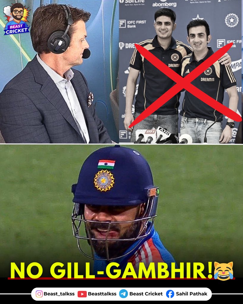 Spreaddhonism7's tweet photo. NO GILL-GAMBHIR FOR WC!😩😩

Yesterday Adam Gilchrist 🗣️

- I’m more doubtful about Shubman Gill and Gautam Gambhir for 2027 WC than Rohit Sharma and Virat Kohli !!🤣🤣🤣 https://t.co/jZVMXTEFOJ
