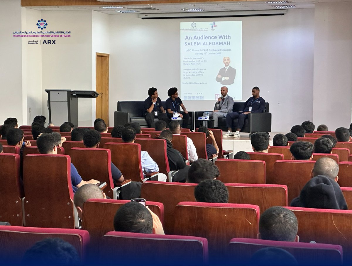 تشرفنا بزيارة الأستاذ سالم الفدامة، أحد خريجي الكلية و الذي يعمل حاليا كمدرب معتمد من EASA بالكلية حيث قدم جلسة تحفيزية ملهمة لمتدربينا.
IATC Alumni and current EASA Instructor Mr. Salem Alfdamah at IATC, had a visit to the Foundation Campus to inspire and motivate our trainees.