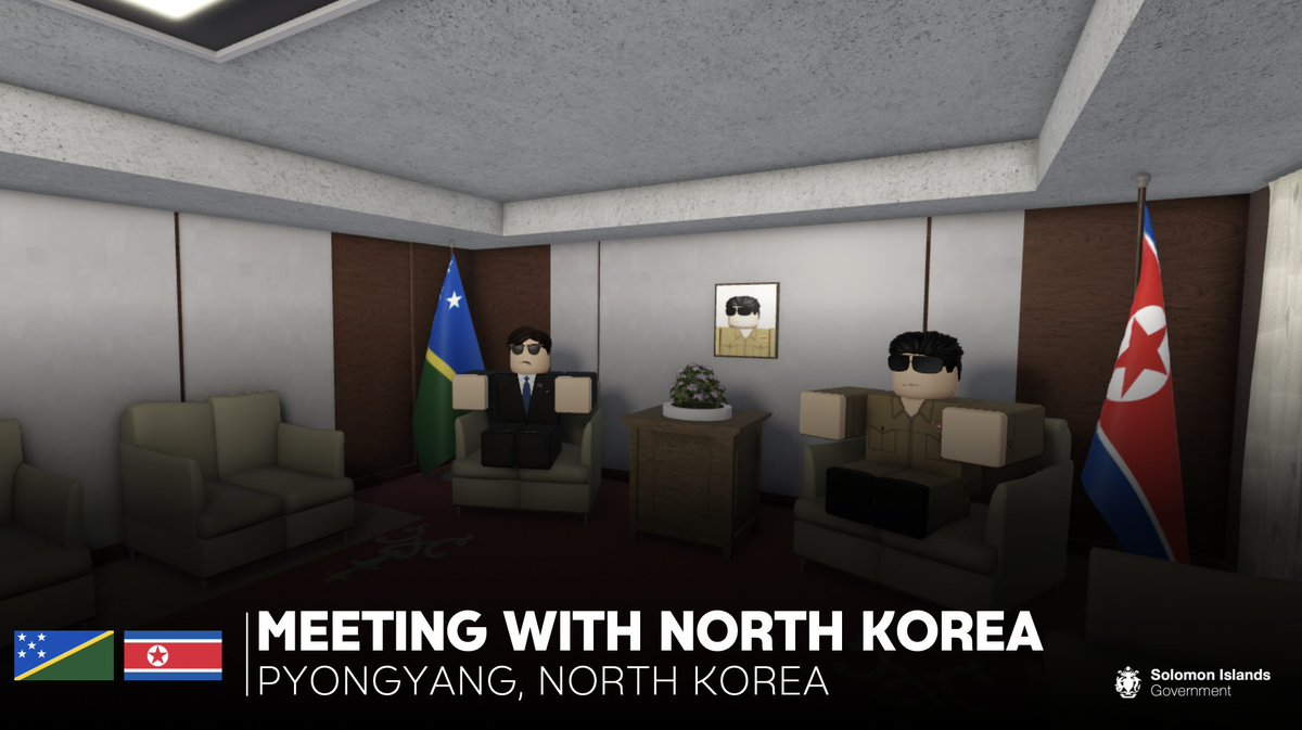🇸🇧🇰🇵 The Prime Minister and the UN Ambassador met with the Supreme Leader of North Korea in Pyongyang today. 

The two leaders had a productive conversation and pledged to establish diplomatic relations moving forward.