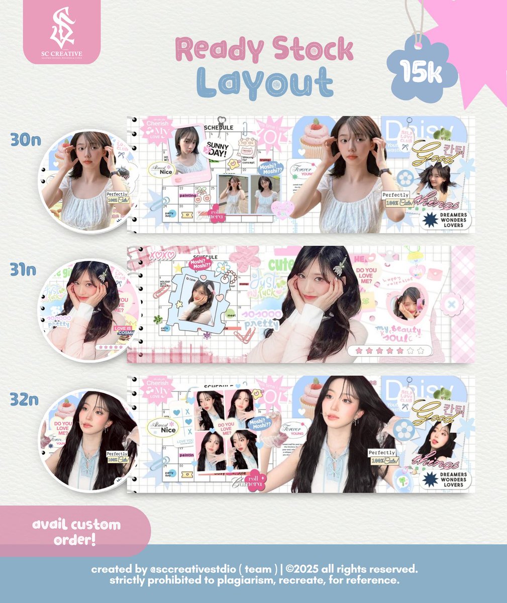 sccreative2's tweet image. help rt? thank u 💗 
aku punya layout ready stock imup imupp enih gusyy ✨ ada karina, leeseo, haewon nmixx, carmen dan winter. masih fresh fresh banget fotonya🌷🌟

☎️order dm/klik link wa dibio ya 💌
#zonauang