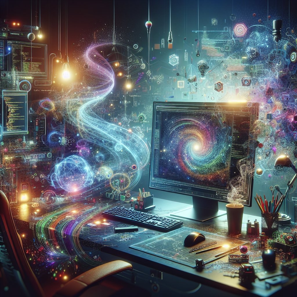 0xdevshm's tweet image. Welcome to the coder's paradise! Where algorithms dance and coffee fuels creativity. Who needs a time machine when your workspace looks like this? Let’s code the future! #TechLife #Programming #AIArt