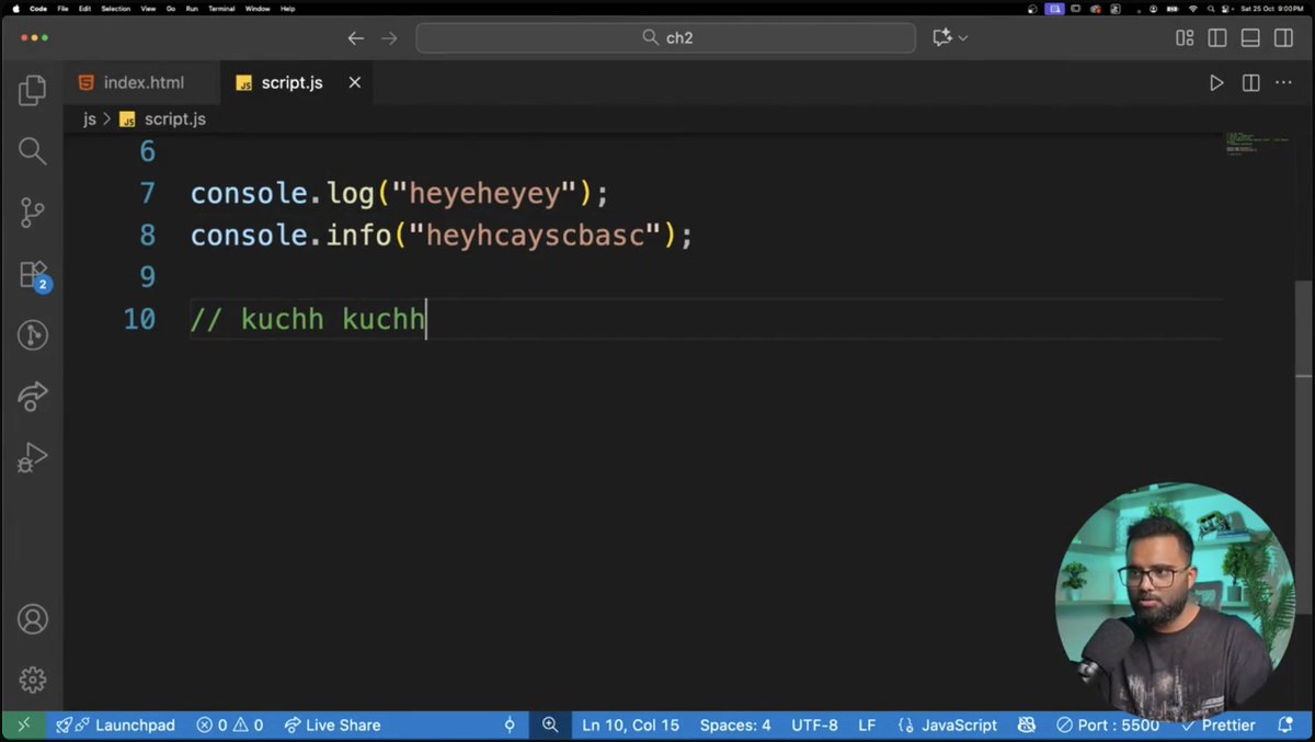 _Sourav_Sanjay_'s tweet image. Day 23 of Cohort 2.0🚀
Today's session was about the basics of Javascript.
var, let, const ✅
console, prompt, alert ✅
strings, template literals ✅
statements & expressions ✅
@harshbhaiyaa  @sheryians_ 
#100DaysOfCode #javascriptlearning #cohort2