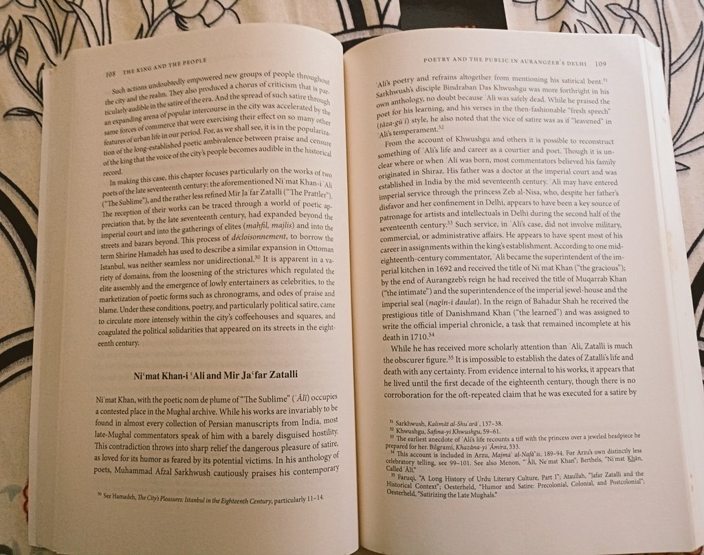 For more on the troublesome satirists (Nimat Khan 'Ali &amp; Zatalli) of Shahjahanabad, do read this excellent book 'The King and the People' by Abhishek Kaicker <a href="/zurtalab/">Kaicker.bsky.social</a>