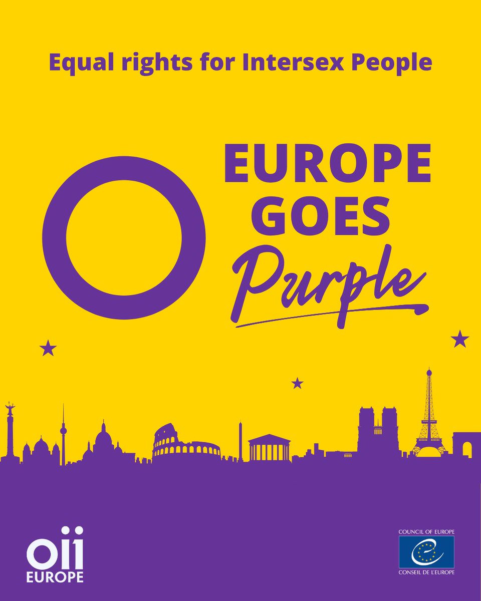 Let’s go purple!💜

The <a href="/coe/">Council of Europe</a> is launching the #EuropeGoesPurple campaign with <a href="/OIIEurope/">OII Europe</a>, to promote the adoption of the new Recommendation on Equal Rights for Intersex Persons and raise awareness about intersex people and the challenges they face.

europegoespurple.org