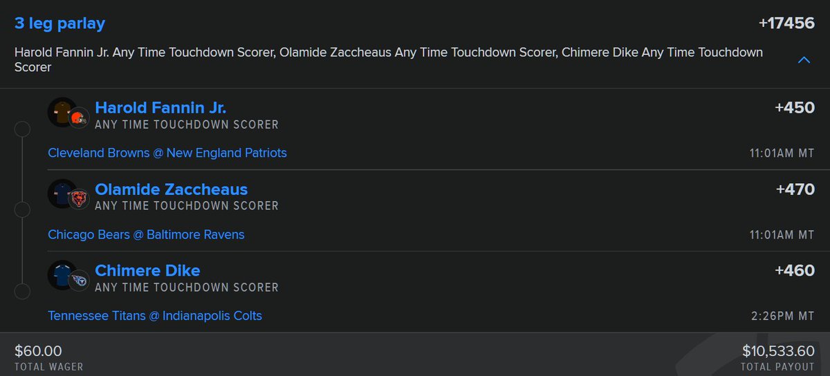 My favorite TD lotto for week 8 💫

$100 to 3 followers who ❤️ when we cash