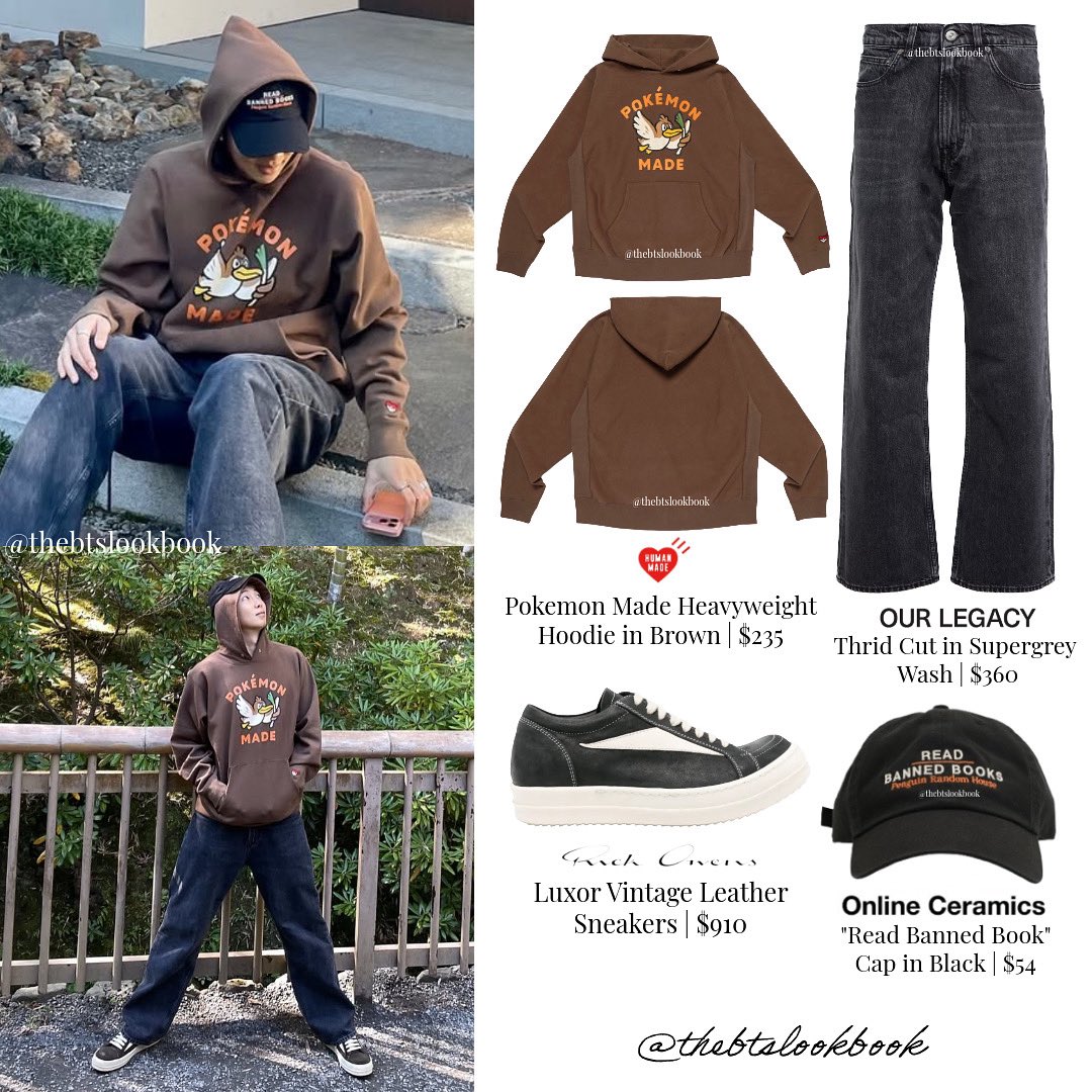 Namjoon wearing Human Made x Pokémon “Hoodie”, Our Legacy “Jeans