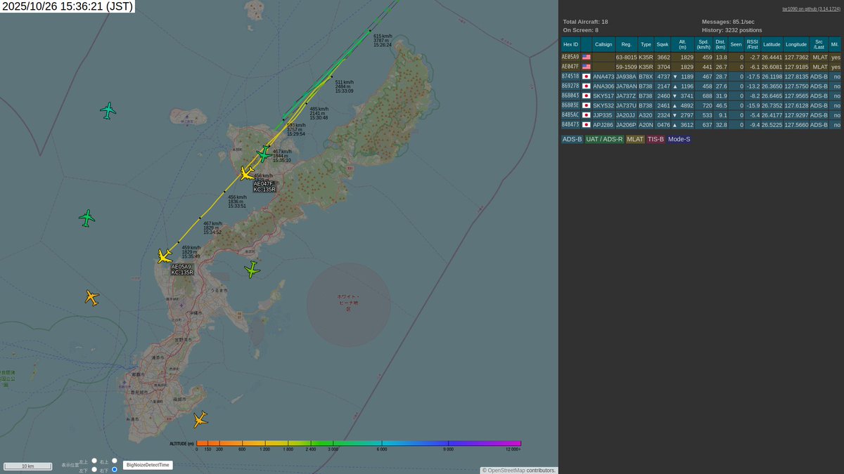 UsMilAircraft's tweet image. AE05A9, _, K35R, KC-135R, mil
AE047F, _, K35R, KC-135R, mil