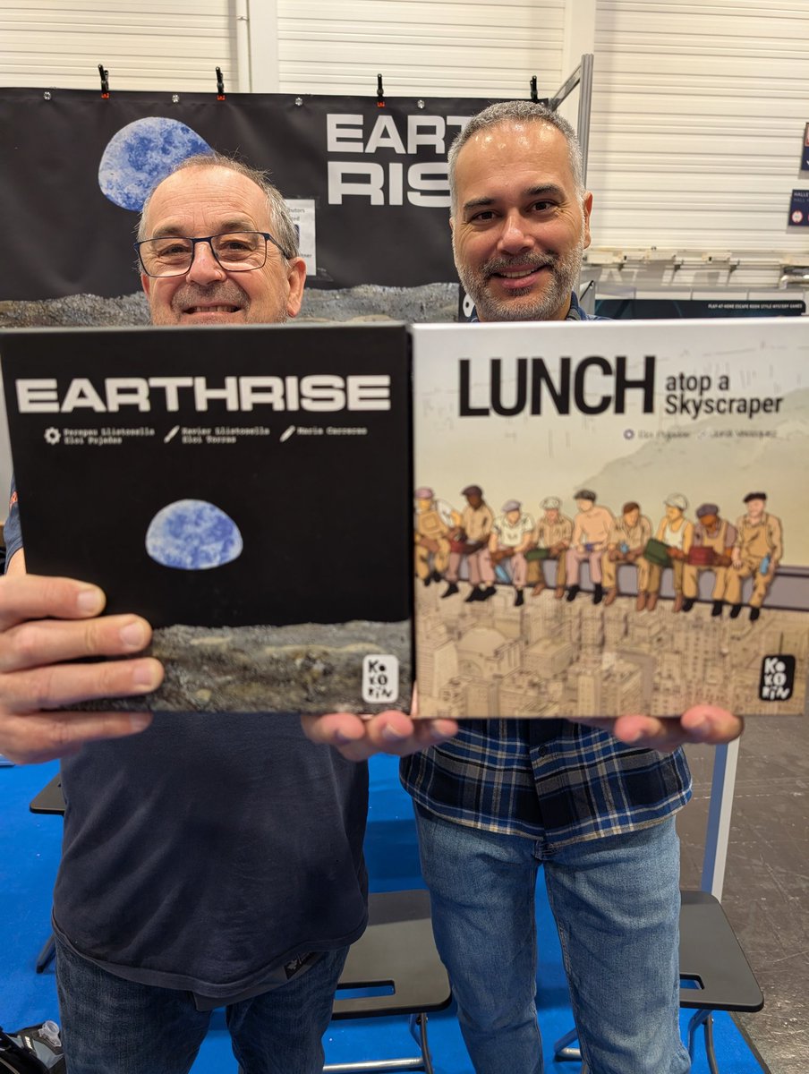Very proud of the 2 games published by <a href="/KokorinGames/">Kokorin Games</a> and presented at Spiel.

🏗️👷Lunch atop a skyscraper 
🌍🌙Earthrise (codesigned with <a href="/Perepau/">Perepau Llistosella</a> )