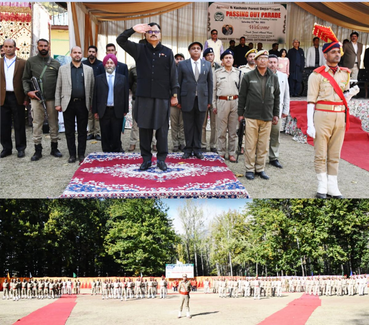 PCCFandHoFF_JK's tweet photo. Hon'ble Forest Minister Sh. Javed Ahmad Rana presided over the passing-out parade of 152 forest guards from the 71st and 73rd batches at the Forest Training School, Bandipora. https://t.co/fcGoK4bk05