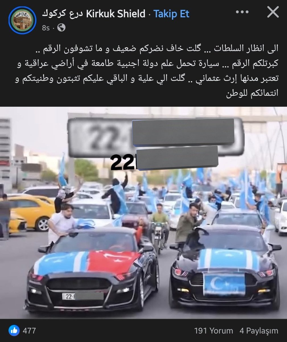 Kerkük’te Türkmeneli ve Türkiye bayraklarını yan yana açan gençlerimiz, bölücü terör örgütünün hedefinde.

Bölücü terör örgütüne bağlı hesaplar, gençlerimizi hedef göstererek tehdit ediyor.

Herkes bilsin: Türkiye ikinci vatanımız, bayrağı da bayrağımızdır!