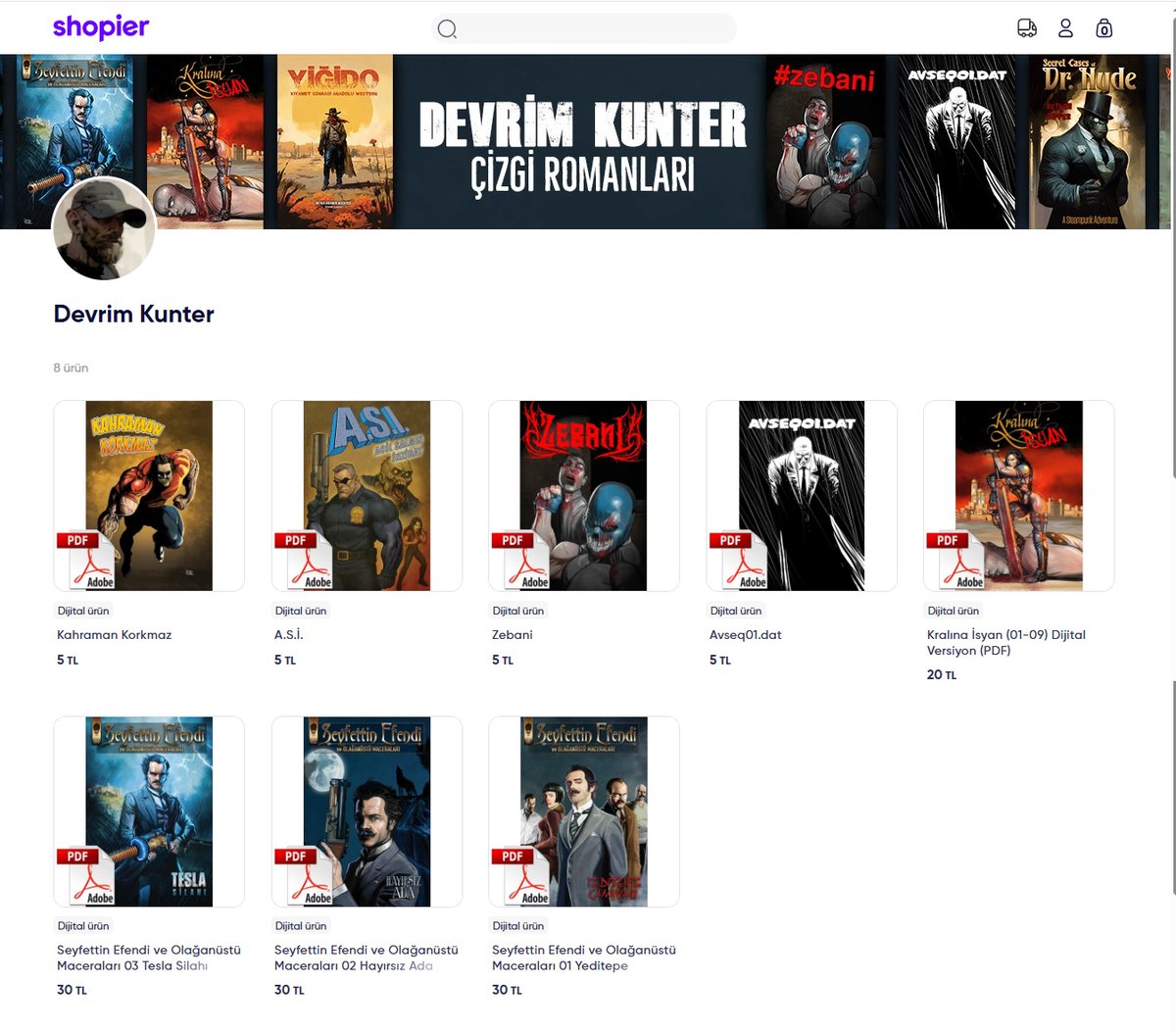 Devrim Kunter (@devrimkunter) on Twitter photo Selam,
İsteyenler olmuştu çizgi romanlarımı artık dijital olarak da paylaşmaya başlıyorum.
Aslında çoğunu sosyal medyada paylaştım ama burada derli toplu durması hoşuma gitti. 
Dikkat edin, bazılar oldukça kısa açıklamalarında yazıyor. 😁
shopier.com/devrimkunter Selam,
İsteyenler olmuştu çizgi romanlarımı artık dijital olarak da paylaşmaya başlıyorum.
Aslında çoğunu sosyal medyada paylaştım ama burada derli toplu durması hoşuma gitti. 
Dikkat edin, bazılar oldukça kısa açıklamalarında yazıyor. 😁
shopier.com/devrimkunter
