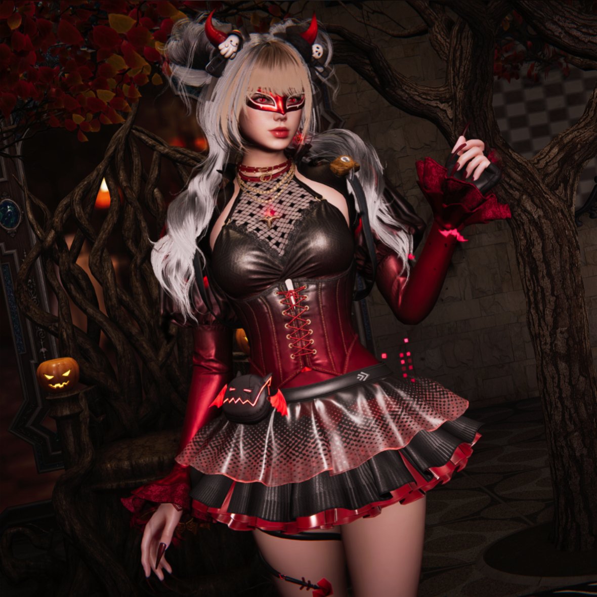 heyitsahrinne's tweet photo. Outfit Check
📸: ❤

👒: Heartbound Vow Headgear
👓: Crescent Phantom Glasses
👗: Twilight Glory: Bloodmoon top
     : Heartbound Vow Bottom
🫳: Heartbound Gloves
👠: Twilight Bloodmoon shoes

#Halloween

#OnceHuman  #oncehumanmobile
#VirtualPhotography https://t.co/rSJZAsZ7NJ