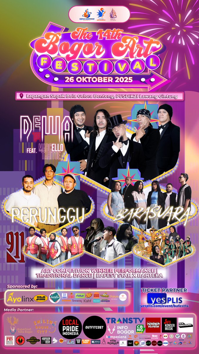 BARASUARA's tweet image. Hari ini di The 14th Bogor Art Festival! Kami akan on stage pukul 18.21. Sampai jumpa di sana ✨