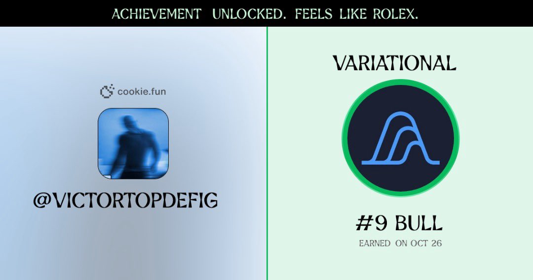 GM CT.

Woke up to this Variational badge on cookie, for talking about what I like. 

Variational < Lighter < Hyperliquid

Then maybe <a href="/vooi_io/">vooi</a> can be the next if they integrate the big 3 routes.