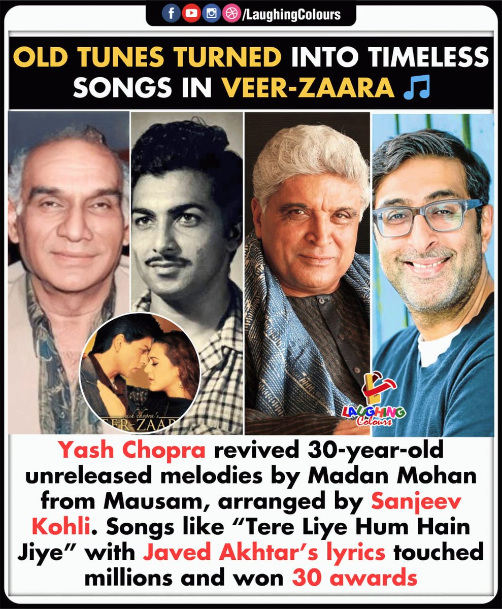 LaughingColours's tweet image. Old magic, new melody 🎶

#VeerZaara #YashChopra #MadanMohan #JavedAkhtar #BollywoodMusic #TimelessSongs