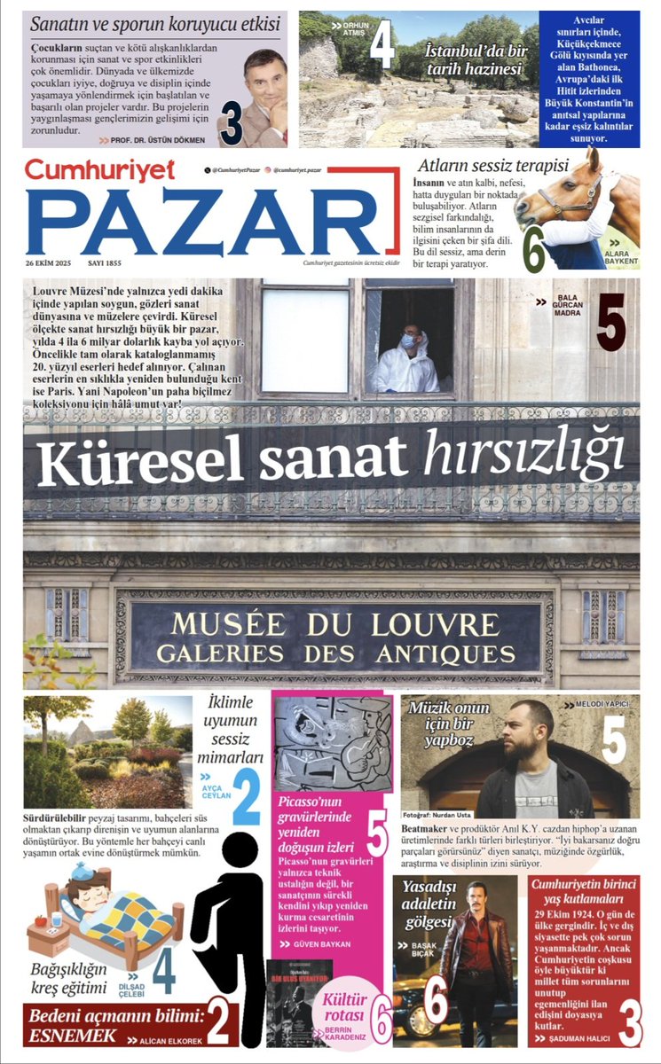 Sanatta küresel suç pazarı açığa çıkıyor
Kreş hastalıkları ebeveynleri endişelendirmeli mi?
Atların sessiz terapisi
Bugün Cumhuriyet Pazar’da