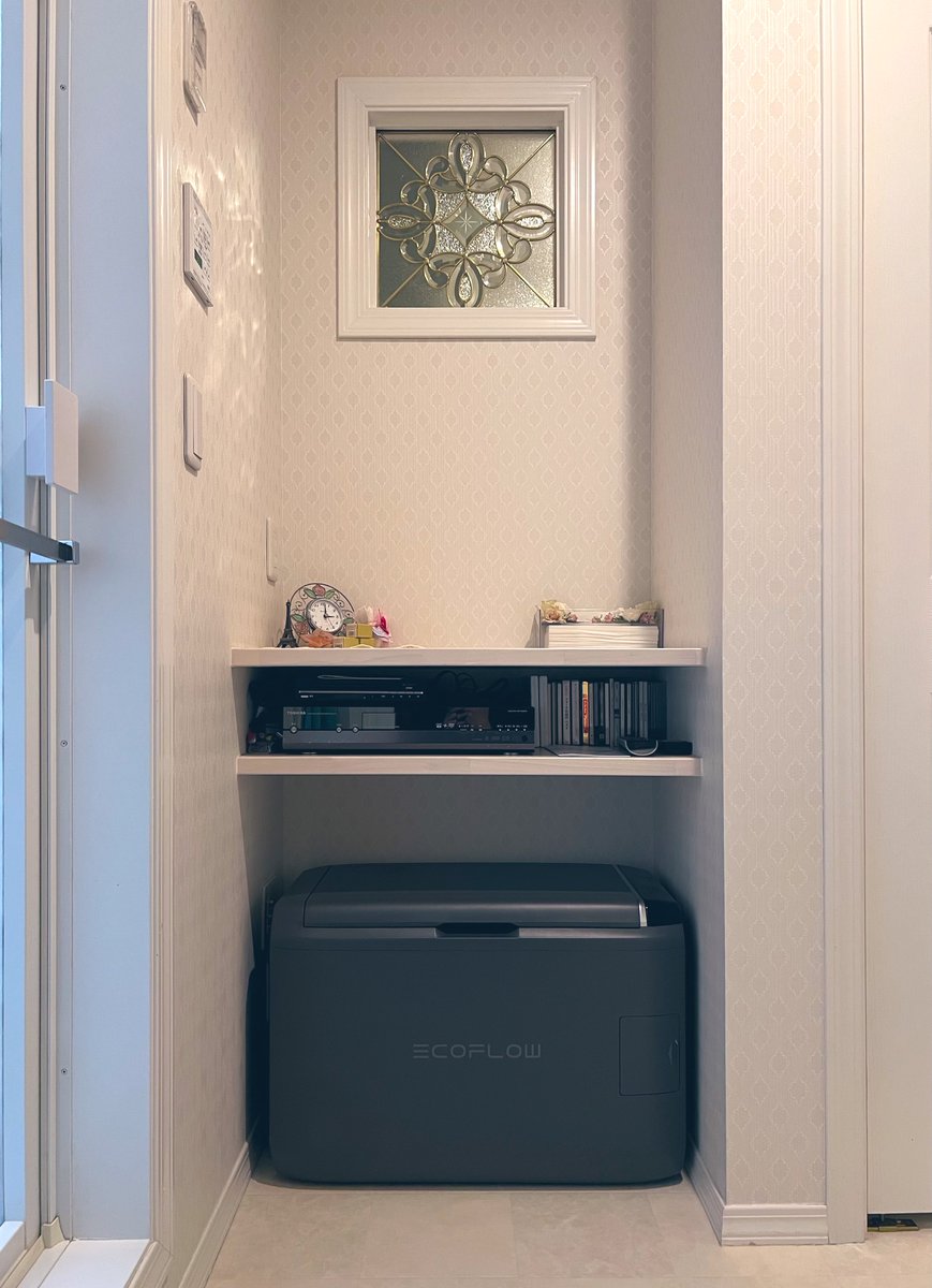 grape_8_8's tweet image. 脱衣所にシンデレラフィット💎🛁🫧
#ecoflow #ポータブル冷蔵庫