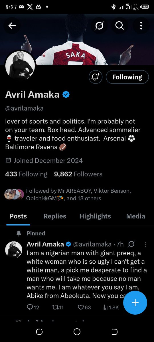 <a href="/Wizarab10/">Sir Dickson</a> <a href="/avrilamaka/">Avril Amaka</a> Followed her, though she's Arsenal fan 😂😂😂😂