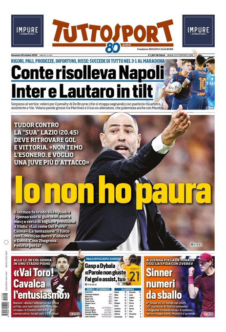 Tutto Sport Front Page, Sunday 26 October 2025