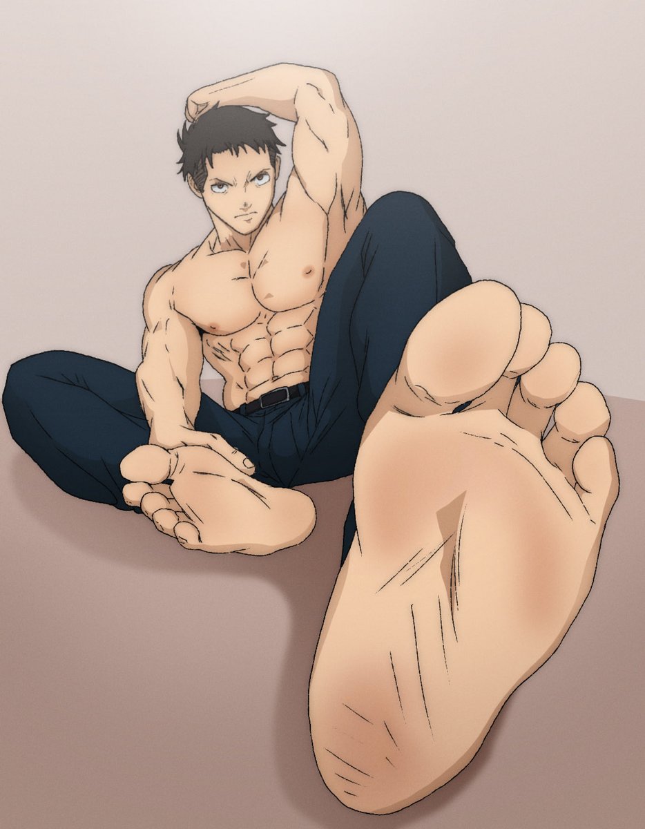 A new commission; of: mine’s, (to be sure); featuring — Akitaru Obi, (by-&amp;-by; — from: #FireForce, in fact); showing — his handsome Feet, (I declare). 😍