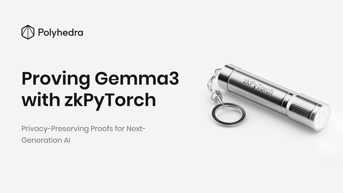 richtraderp's tweet image. AI’s next step isn’t just intelligence — it’s verifiability. 🤖🔐
With zkPyTorch, Polyhedra makes Gemma-3’s outputs provable without revealing data or model details.
#zkML #AI @PolyhedraZK  👉 Read the full deep dive:
 blog.polyhedra.network/data-protectiv…
