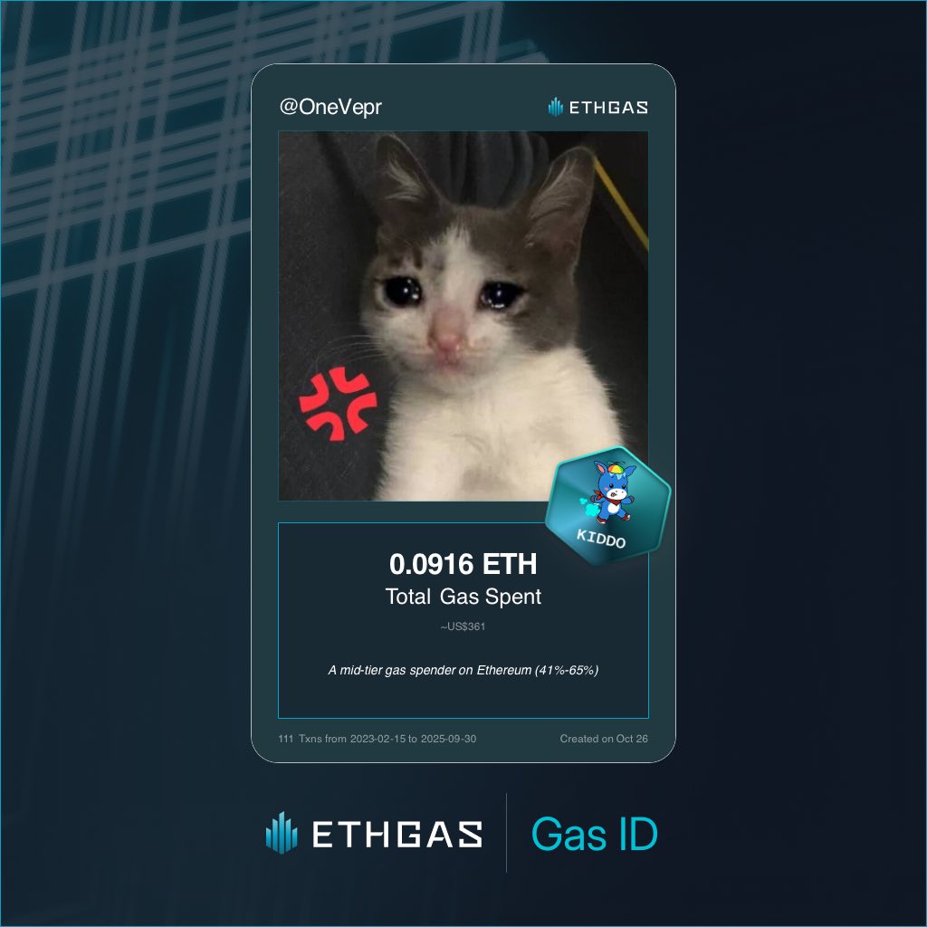 OneVepr's tweet photo. Sharing my ETH gas report. https://t.co/hfutMKvLw2