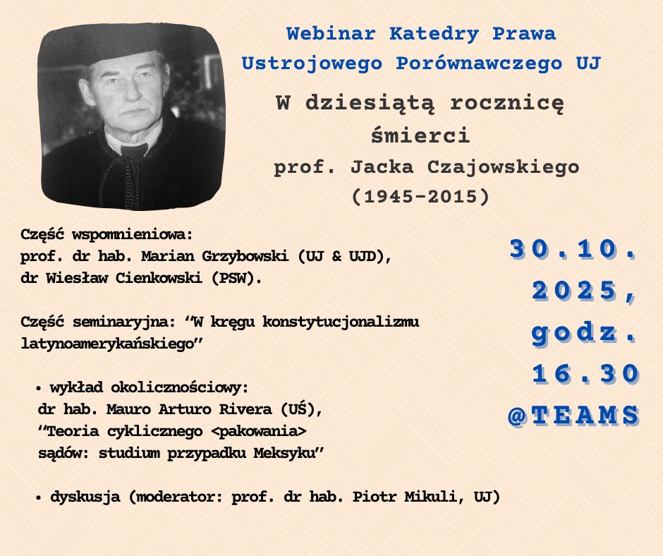 Zapraszam na kolejny webinar Katedry Prawa Ustrojowego Porównawczego UJ. Link do webinaru:
teams.microsoft.com/l/meetup-join/…