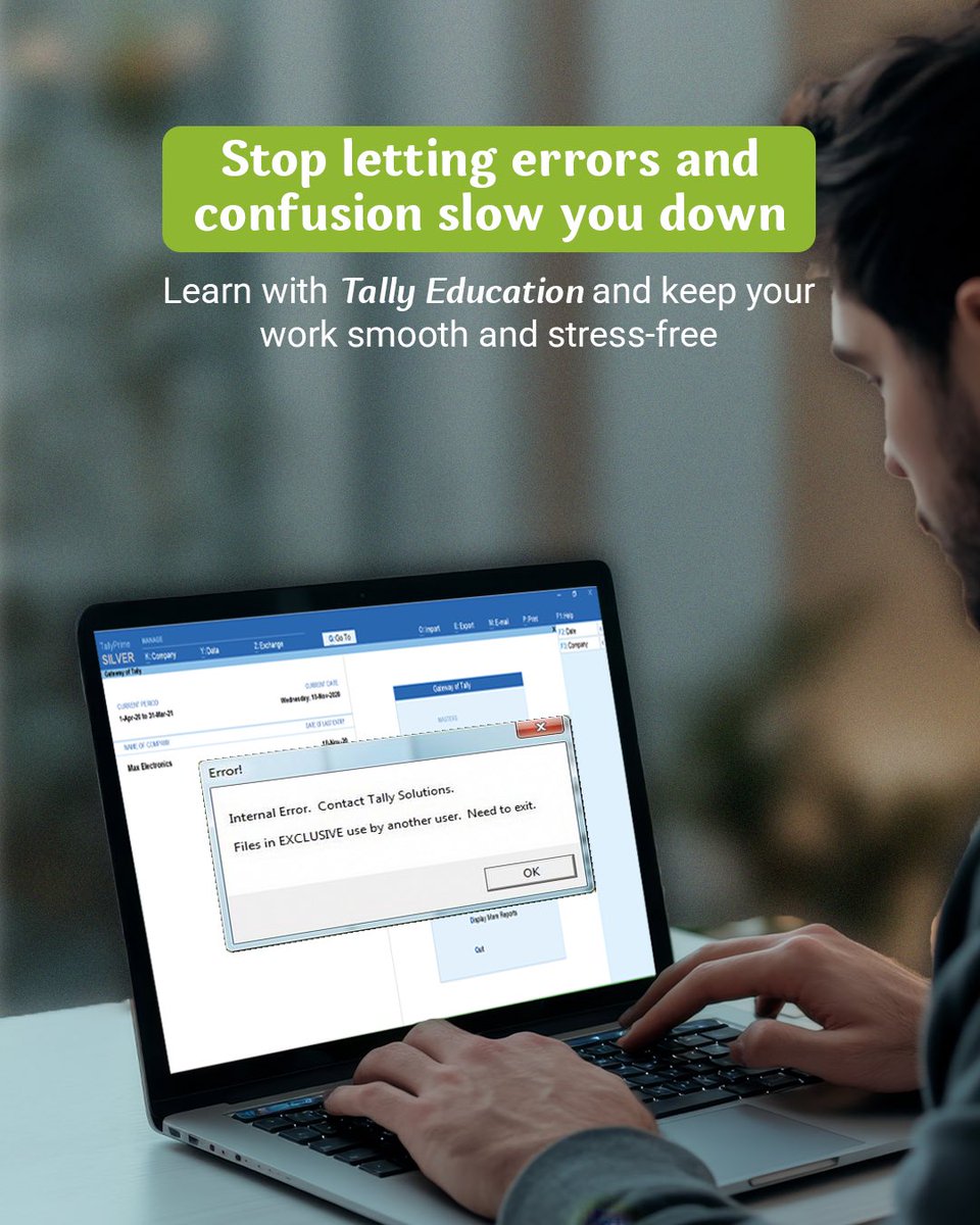talllyeducation's tweet image. Laptop acting up? Errors piling? 😓
Learn to manage entries, GST &amp;amp; ledgers confidently with Tally Education, and keep your workflow smooth
#TallyEducation #AccountingMadeSimple
