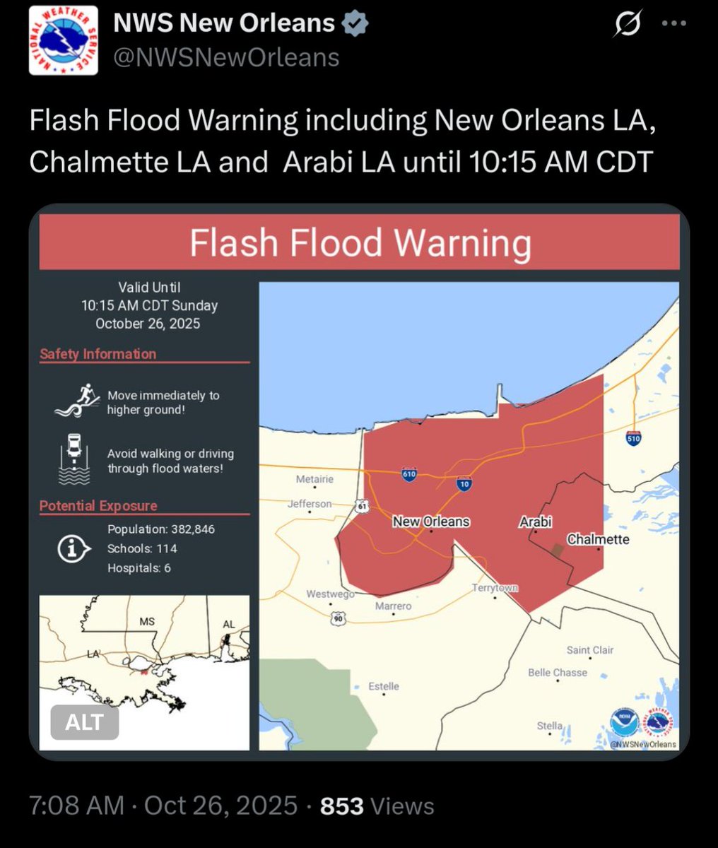 "Neutral ground parking allowed" message from <a href="/nolaready/">NOLA Ready</a> issued after severe thunderstorm was already on top of New Orleans, and just minutes prior to flash flood warning. This happens so, so often.