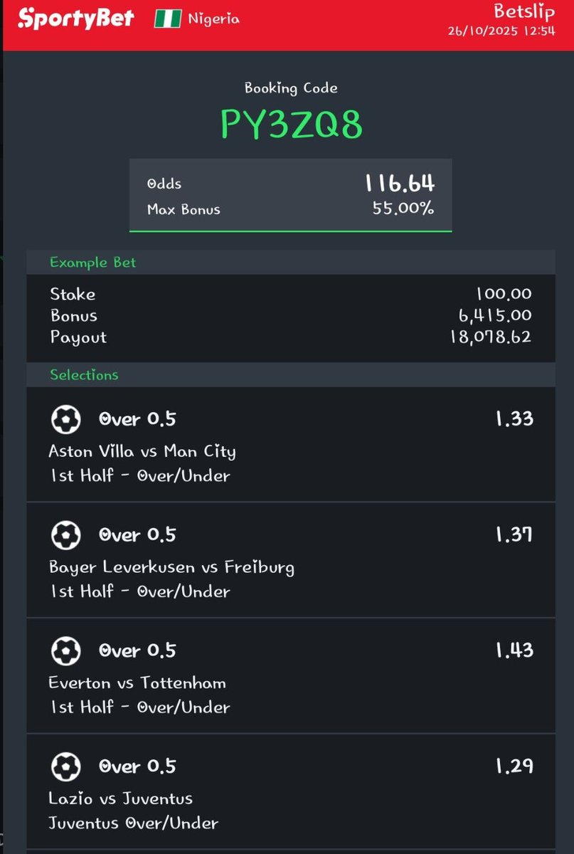 DapperStake's tweet image. GRINDING NONSTOP 

PY3ZQ8

116 ODDS ✅✅ 
@Emmanuel_Tips @LordVinci21 @LouieDi13  @Kingkuti_ @_kennyblaze1391