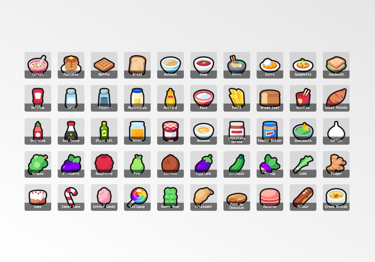 RhosGFX's tweet image. Found a convenient new way to watermark my icons :) 

(These ones are from the food pack)

#gameassets #itchio #indiedev #robloxdev