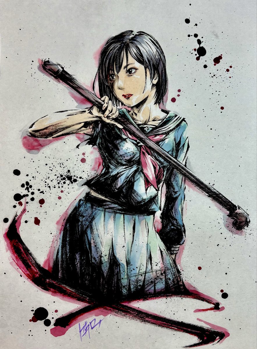 アニメ H2O 抽選 音羽 直筆サイン イラスト　砌煉炭 アニメ H2O 抽選 音羽 直筆サイン イラスト 砌煉炭