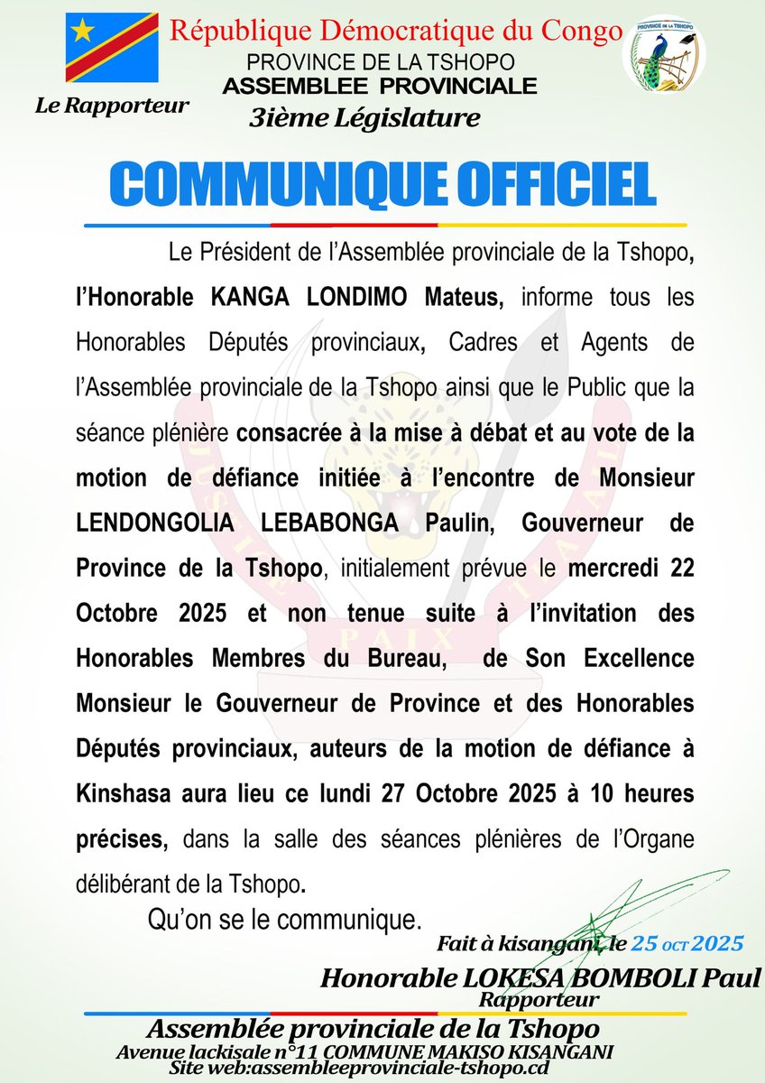 Assemblée Provinciale de la Tshopo tweet media