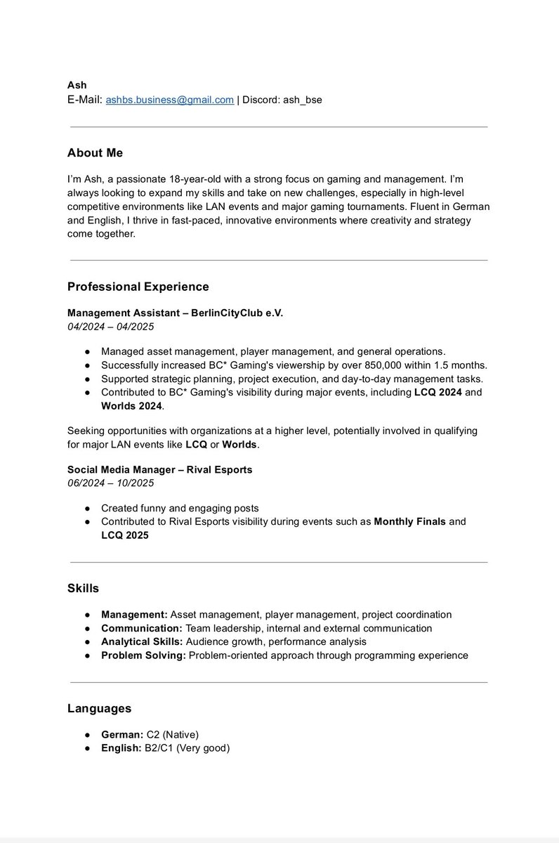 After <a href="/RivalEsportsHQ/">Rival Esports</a> loss at LCQ, I am now open to help any organisations for the World Finals!
What I offer:
-Help in managing contentplans, creating Memes
-Manage the players wellbeing and communication 24/7
-Content from Dreamhack
Contact me via X DM or Discord: ash_bse