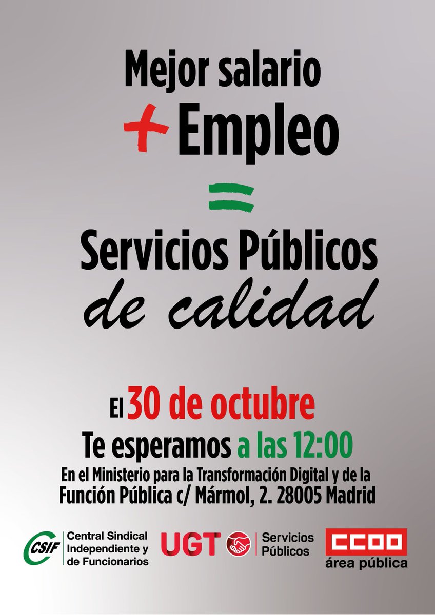 <a href="/MadridSindical/">Madrid Sindical</a> <a href="/Mariaje95052231/">Mariaje❤️🌹</a> <a href="/oscarlopeztwit/">Oscar López Agueda</a> <a href="/psoe_m/">PSOE Madrid</a> 🔥 Totalmente de acuerdo y movilización también habrá frente a su Ministerio x incumplir lo firmado, 35h, subida salarial pendiente 01/01/25, reclasificación, jubilación parcial y anticipada, 100% pagas extra... #CumplaYa Sr. Ministro👇