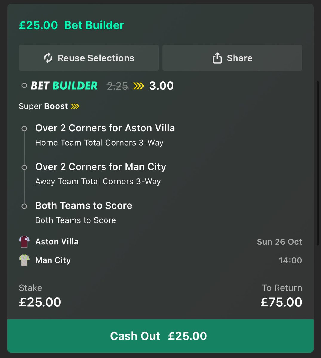 BarneyBets's tweet image. 🤑 CASH GIVEAWAY 

I’m backing the bet365 super boost on Aston Villa vs Man City in premier league today. 

If both teams score, and have 3+ corners, I’m giving away £50 CASH to someone who: 

LIKES ❤️ and REPOSTS ♻️ this post AND follows @BarneyBets