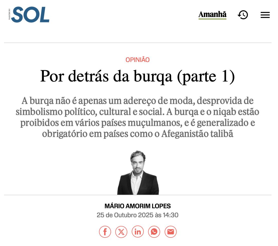 malliberal's tweet image. A burqa não é um adereço, é um símbolo de opressão, de anulação da individualidade da mulher. Enquanto alguns países muçulmanos proíbem o seu uso, em Portugal fazem-se manifestações (esta é mesmo verdade) pela liberdade (?) a ser-se oprimido.

Artigo aqui sol.sapo.pt/2025/10/25/850…