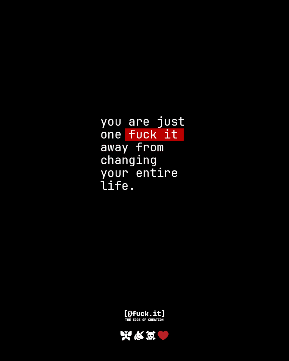 every revolution starts with two words: fuck it.

follow <a href="/fuckitofc/">@fuck.it</a>  - where hesitation goes to die.

EMAIL WITH ATTITUDE.
PURE. SECURE. EXCLUSIVE.
deserve an address? check our fuck.it

#fuckit #doitanyway #rebelmindset #unfuckwithable #boldmoves #motivation