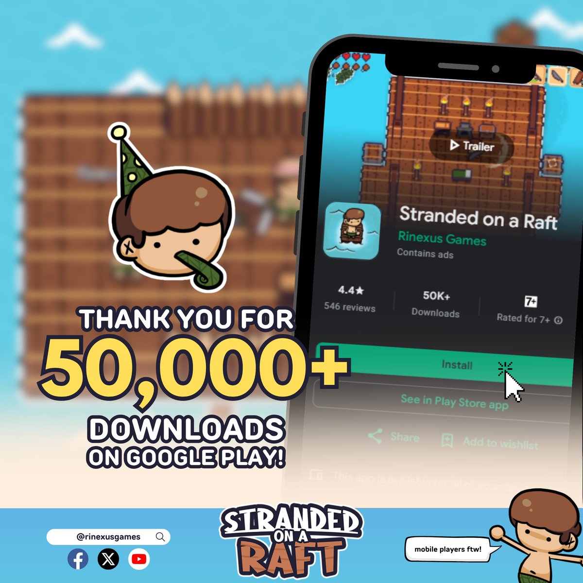 rinexusgames's tweet image. 𝗪𝗲 𝗼𝗳𝗳𝗶𝗰𝗶𝗮𝗹𝗹𝘆 𝗵𝗶𝘁 𝟱𝟬,𝟬𝟬𝟬+ 𝗱𝗼𝘄𝗻𝗹𝗼𝗮𝗱𝘀 𝗼𝗻 𝗚𝗼𝗼𝗴𝗹𝗲 𝗣𝗹𝗮𝘆!🎉📱

Thank you to everyone who downloaded and played the game on their phones — your support means a lot! 💚🌊

#gamedev #gamedevelopment #indiedev #indiegames #GDevelop #pixelart