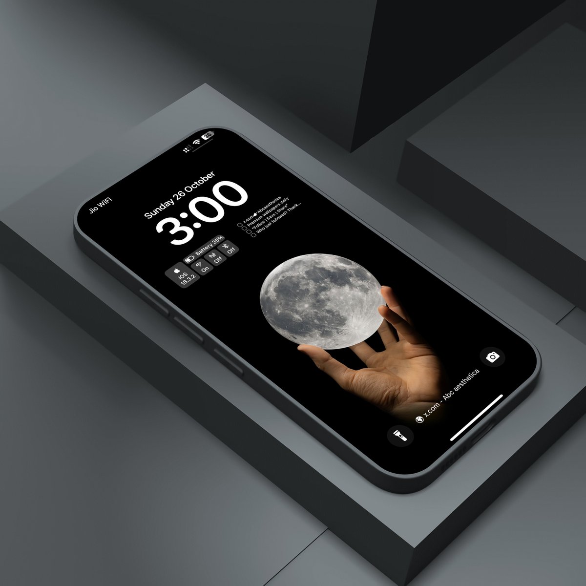 BladeOfMelissa's tweet photo. 🌙 
“When darkness surrounds, create your own light 💡 just like the moon.”

This is an 8k- “MOON” #Wallpaper for iOS26 https://t.co/YGeQRuwrkx