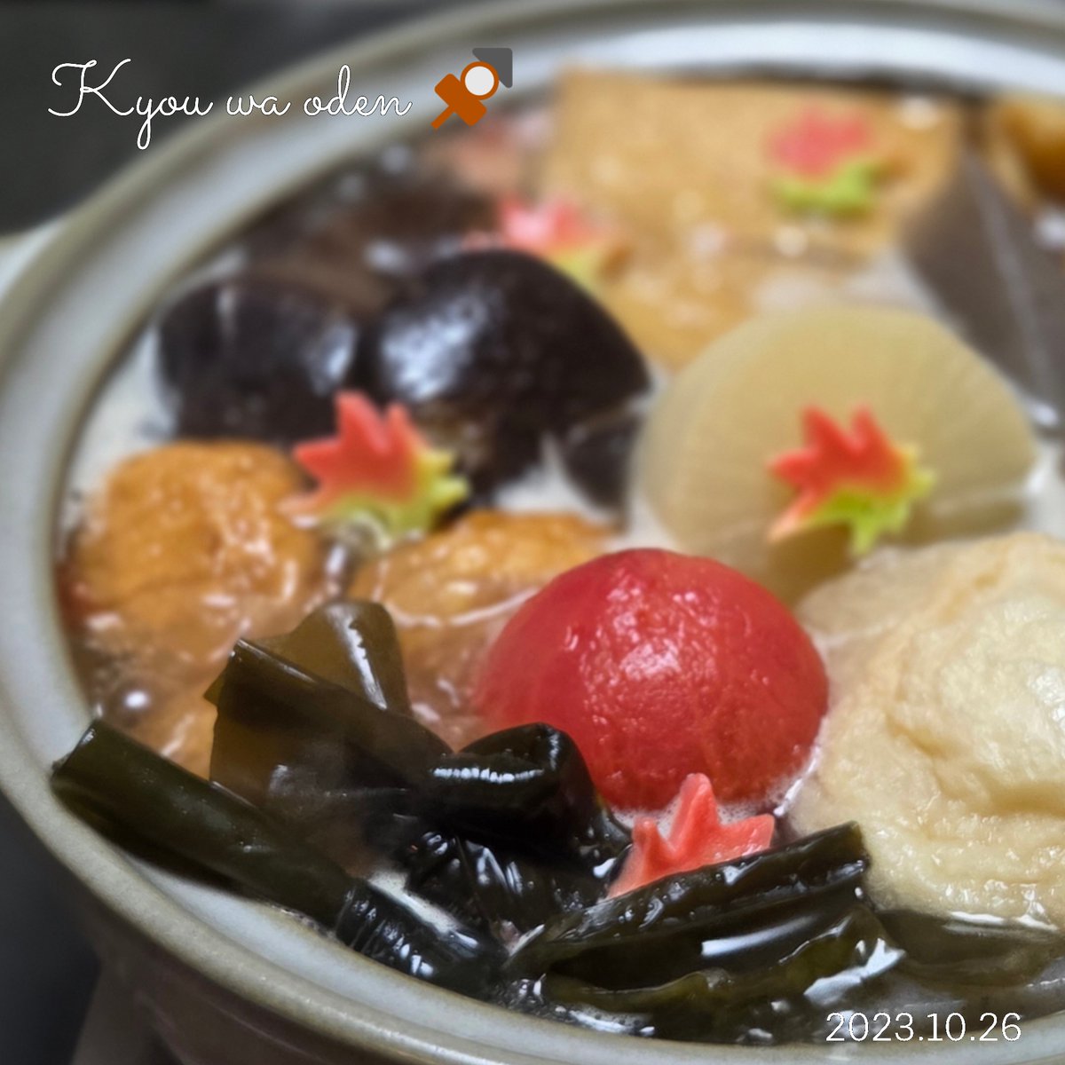 おでんの季節🍢
今秋初の “おでん” ～✨
今週末はお天気が悪かったので “おでん” が恋しくなりました。大好きな “魚河岸揚げ” と “たま麩” はあるので良きかな？ それに案の定増えてしまった具材🍢 お鍋に入りきれない。たま麩は偶然出会ったトゥルントゥルンのお麩。大好きです💕
#おでん