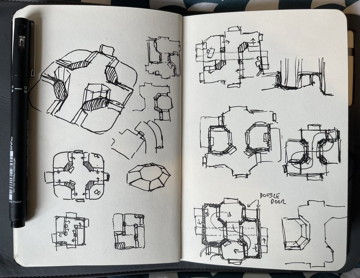 shodanshan's tweet image. Not posted in a while but here’s a few layout sketches from the past couple of months. #sketchbook #leveldesign