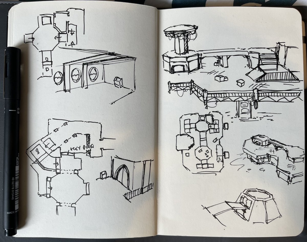shodanshan's tweet image. Not posted in a while but here’s a few layout sketches from the past couple of months. #sketchbook #leveldesign