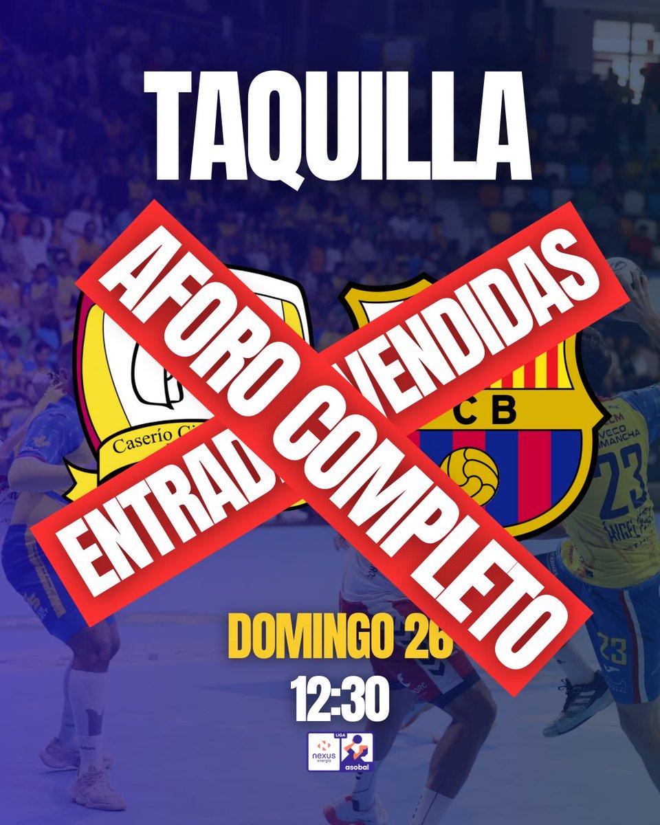 A historic handball game awaits in Spain at 12:30!

FC Barcelona will face a team from Ciudad Real for the first time in 14 years.

Balonmano Caserio Ciudad Real sold out the legendary Quijote Arena - more than 5,000 fans will witness this historic clash! 🔥
#handball