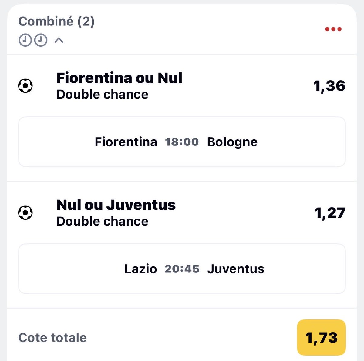 ChipsPronos's tweet photo. 🔥 L’AVIS DU JOUR ⚡️

Objectif : enchaîner un 7ᵉ avis consécutif validé ✅

🎯 Le combiné  :
⚜️ Fiorentina ou Nul vs Bologne (1.36)
⚫️⚪️ Nul ou Juventus vs Lazio (1.27)

💥 Cote totale : 1.73

On va tenter de poursuivre, cette belle série 💪

🔁 Likes ❤️ & RT ♻️ si tu y crois !

Chaque soutien compte, pour aller chercher ce 7/7 🔥

#ChipsPronos #AvisDuJour #SerieA #PronosFoot