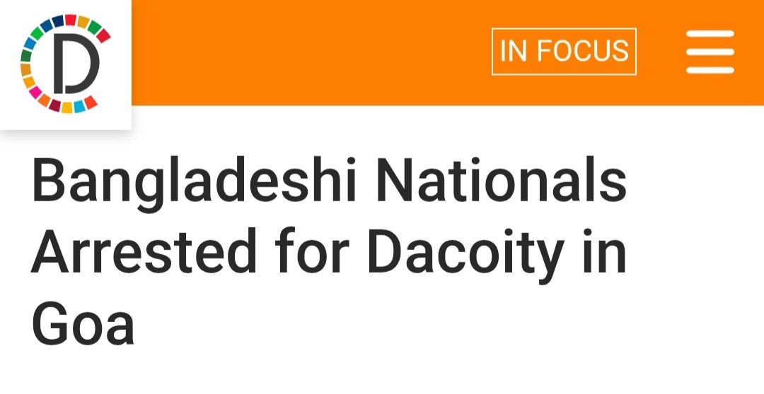 AskAnshul's tweet image. Two illegal Bangladeshis arrested for dacoity in Goa.
They entered the house of a doctor and held his wife and other family members hostage for 2-3 hours and looted the house.
6 persons were involved in the crime, out of which 2 illegal Bangladeshis have been arrested so far.…