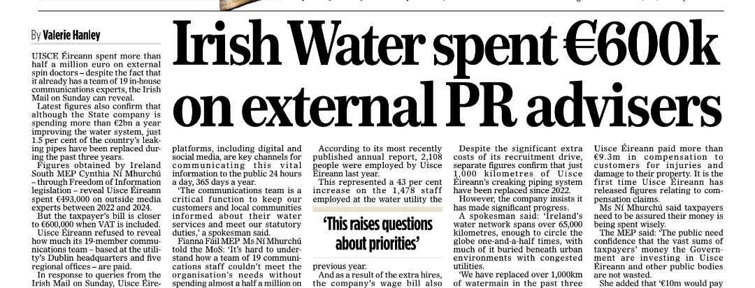 caulmick's tweet photo. #IrishWater
UISCE Éireann spent more than half million euro on external spin doctors - despite the fact that it already has a team of 19 in-house communications experts, the Irish Mail on Sunday can reveal.
#Not1pipe #Right2Water https://t.co/78YyIPLAev