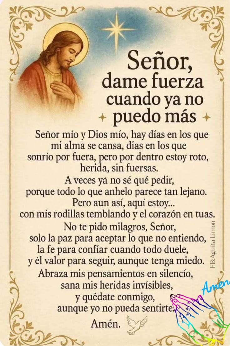 Buenos días Dios,gracias por tu infinita misericordia, sabemos que nuestras almas necesitan de tu aliento,ven a renovar nuestro espíritu,llévate nuestro cansancio emocional,danos fuerzas para continuar porque contigo siempre podemos volver a empezar🙏
Bonito domingo Mis Amores💚