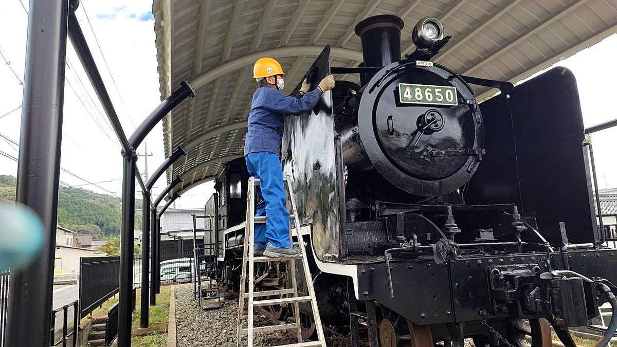 先日に引き続いて、#国鉄 #8620形 #蒸気機関車 #48650号 の公開前整備